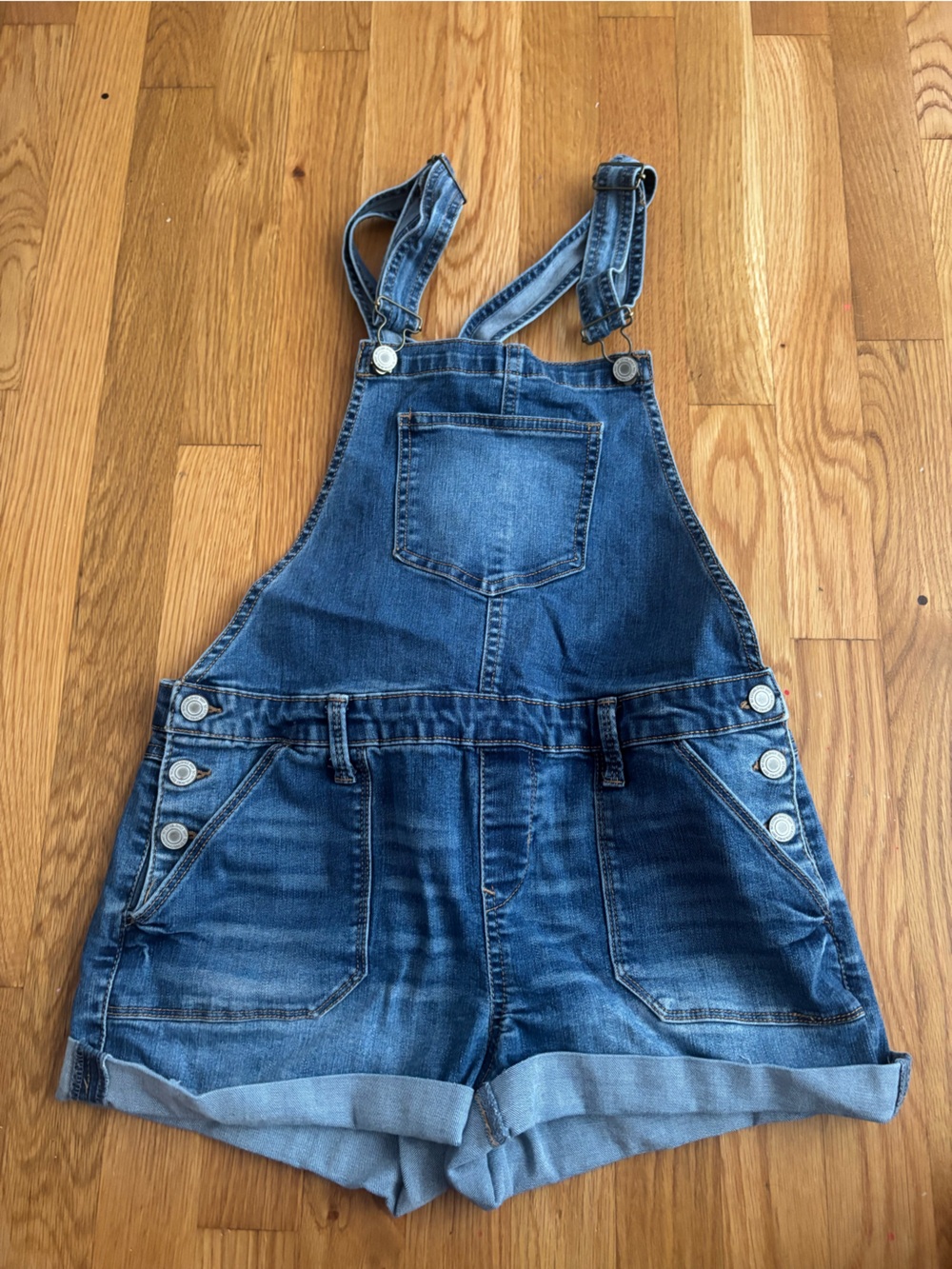 SO Light-Medium Blue Denim Overalls with Brass Buckles